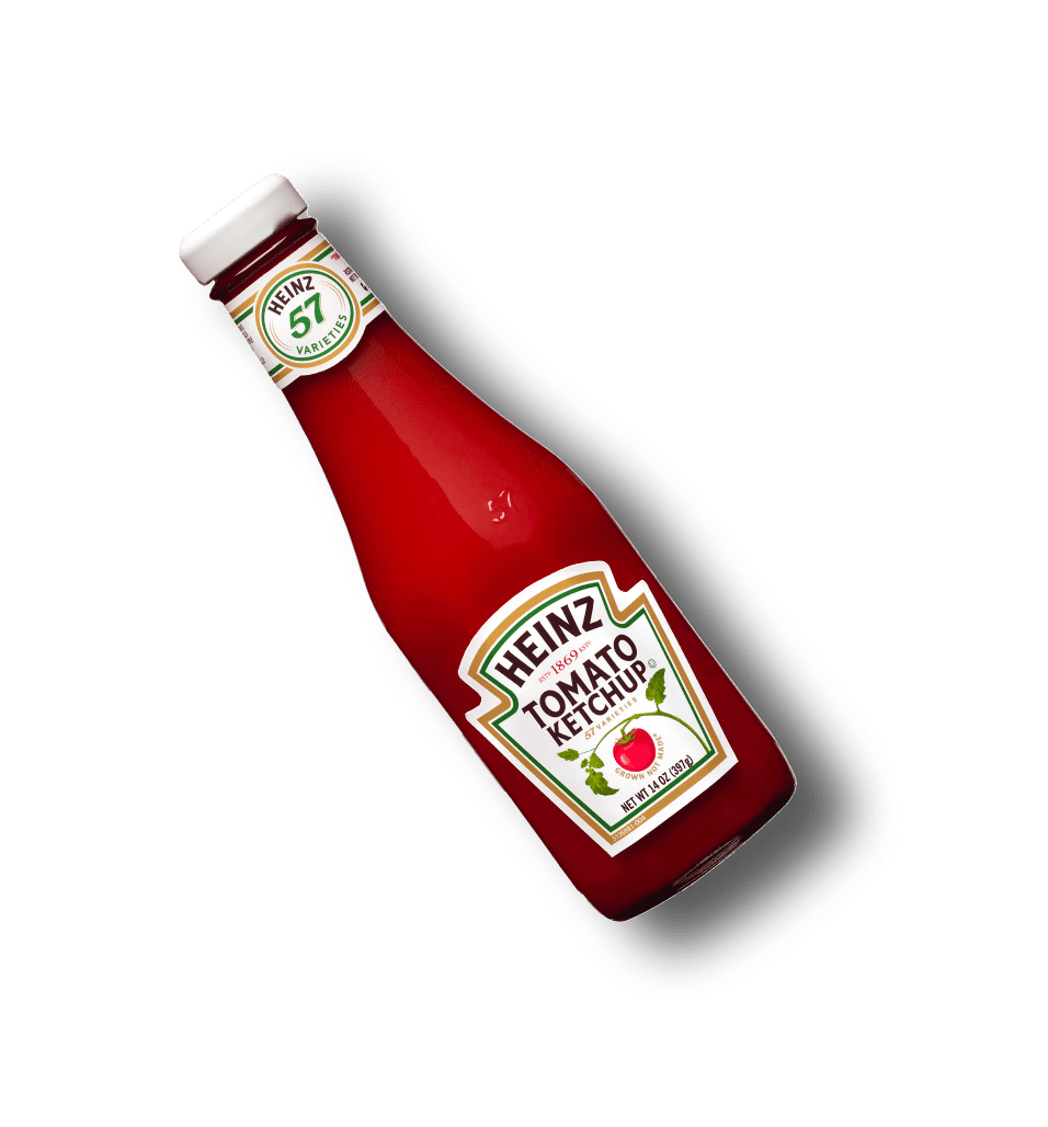 a bottle of Heinz 57 Ketchup